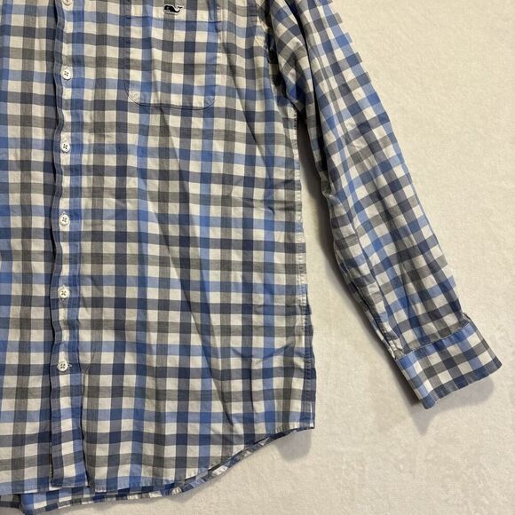Vineyard Vines Men's Button Down Slim Fit Tucker Shirt Whale Blue Grey Large - Picture 11 of 16